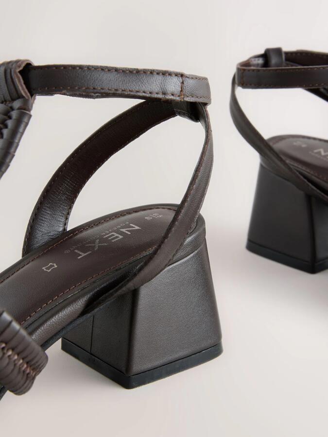 Next Dames Forever Comfort leren sandalen met blokhakken Bruin - Foto 4