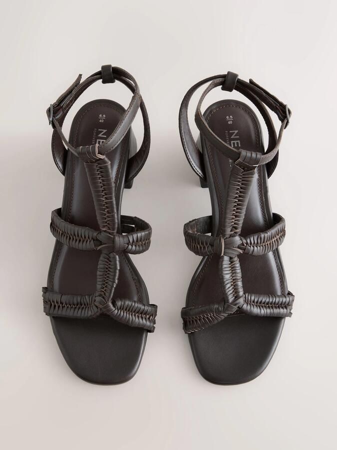 Next Dames Forever Comfort leren sandalen met blokhakken Bruin - Foto 3