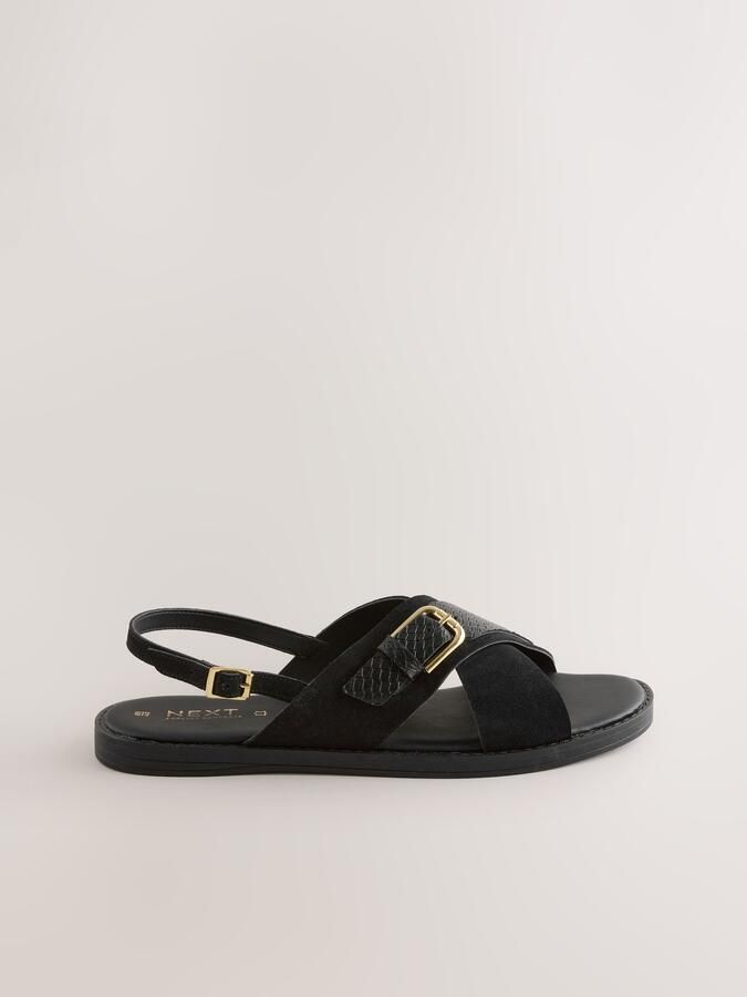 Next Dames Forever Comfort sandalen met gespdetail hielbandje en extra brede pasvorm Zwart - Foto 2