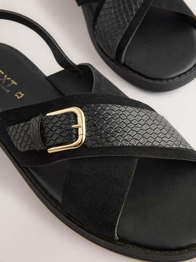Next Dames Forever Comfort sandalen met gespdetail hielbandje en extra brede pasvorm Zwart - Foto 5