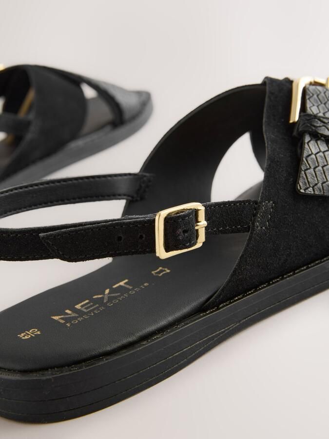 Next Dames Forever Comfort sandalen met gespdetail hielbandje en extra brede pasvorm Zwart - Foto 6