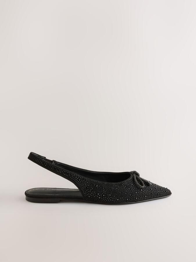 Next Dames Forever Comfort glinsterende ballerina's met hielbandje Zwart - Foto 2