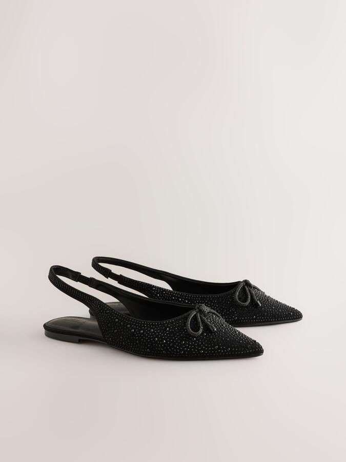Next Dames Forever Comfort glinsterende ballerina's met hielbandje Zwart - Foto 3