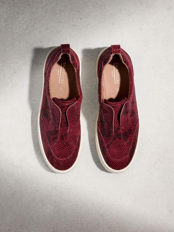 Next Dames Signature leren sneakers met dikke sleehak en plateauzool Rood - Foto 4