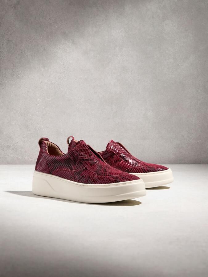 Next Dames Signature leren sneakers met dikke sleehak en plateauzool Rood - Foto 2