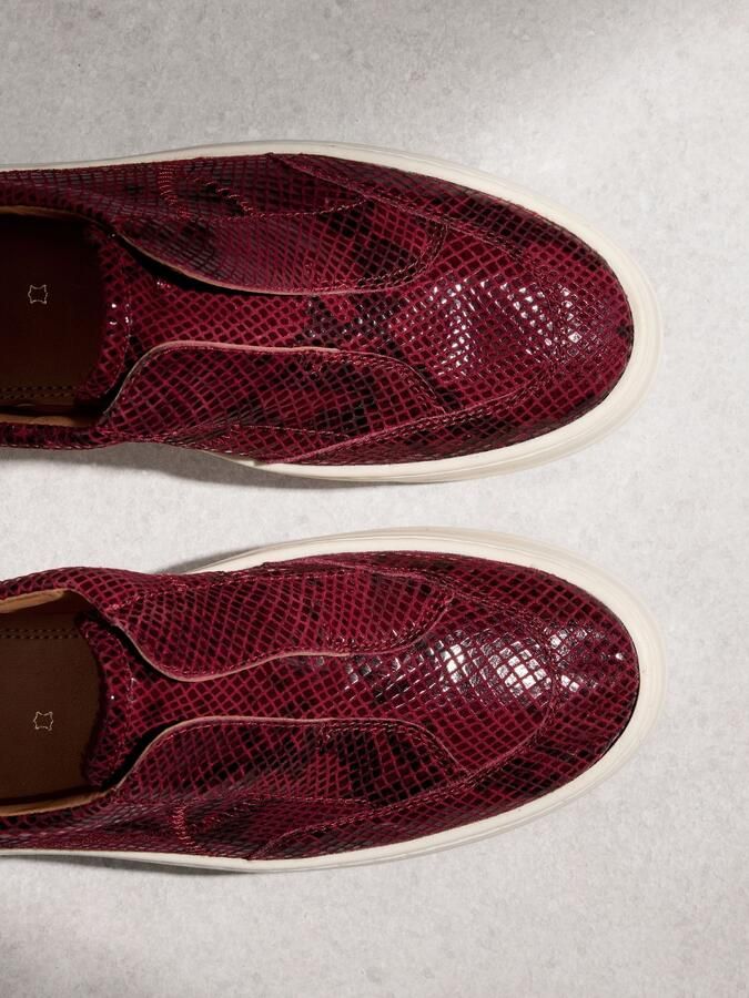 Next Dames Signature leren sneakers met dikke sleehak en plateauzool Rood - Foto 5