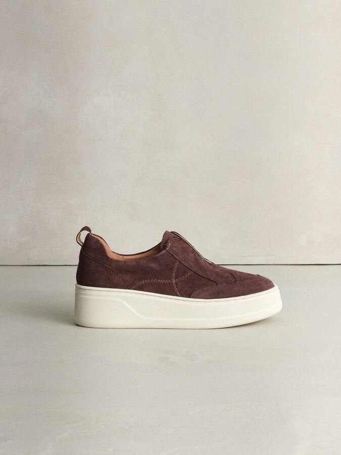 Next Dames Signature leren sneakers met dikke sleehak en plateauzool Bruin - Foto 2