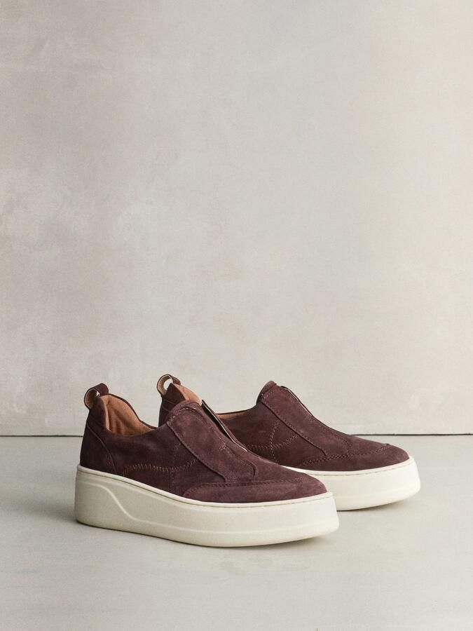 Next Dames Signature leren sneakers met dikke sleehak en plateauzool Bruin - Foto 7
