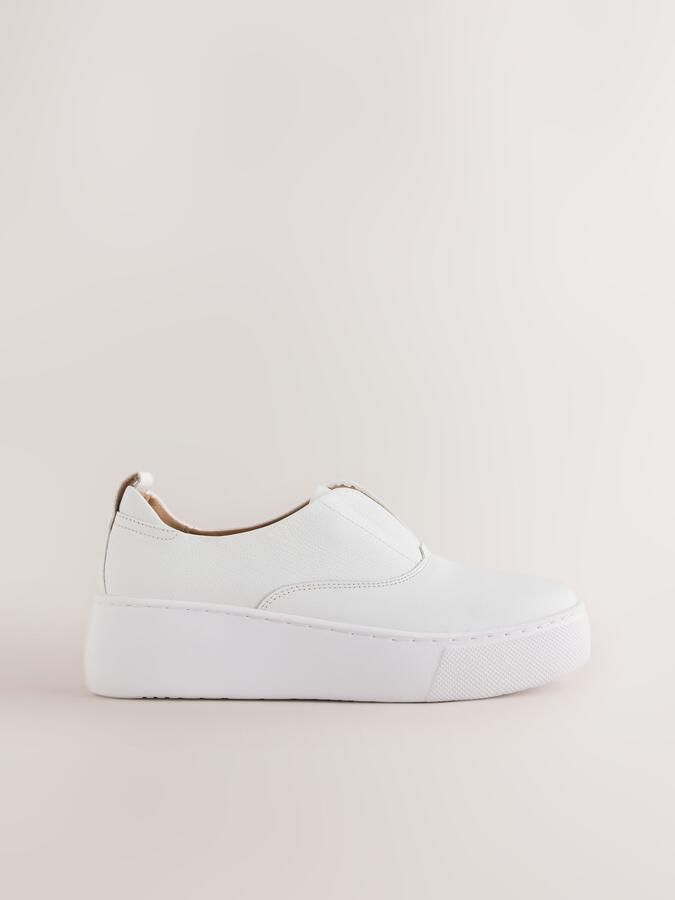 Next Dames Forever Comfort leren sneakers met sleehak Wit - Foto 2