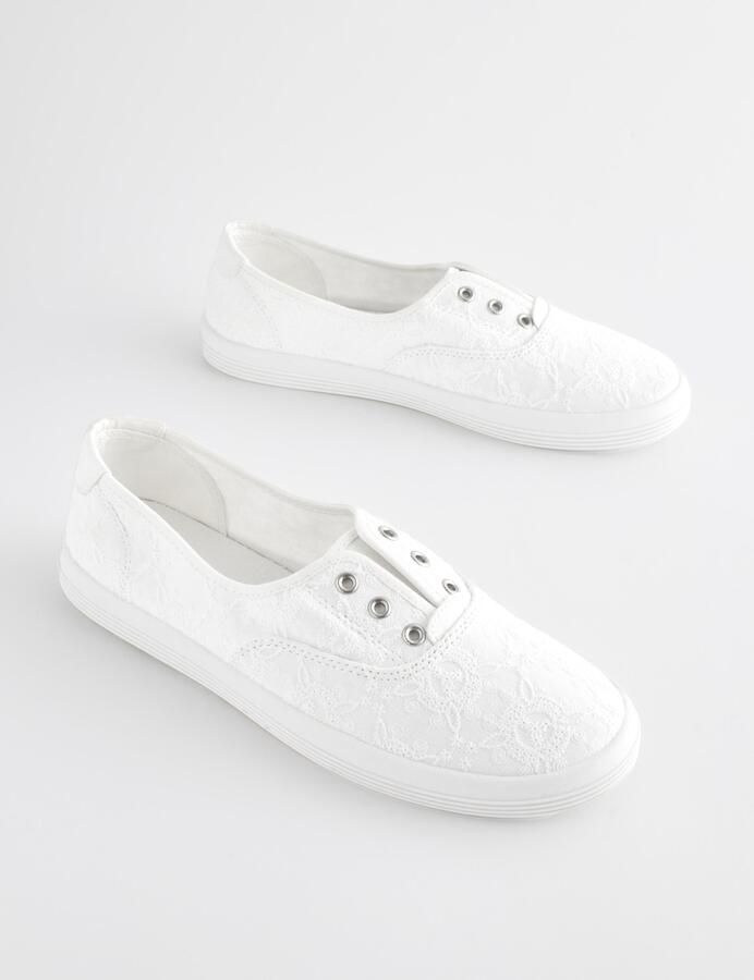 Next Dames Canvas instapsneakers zonder veters Wit - Foto 5
