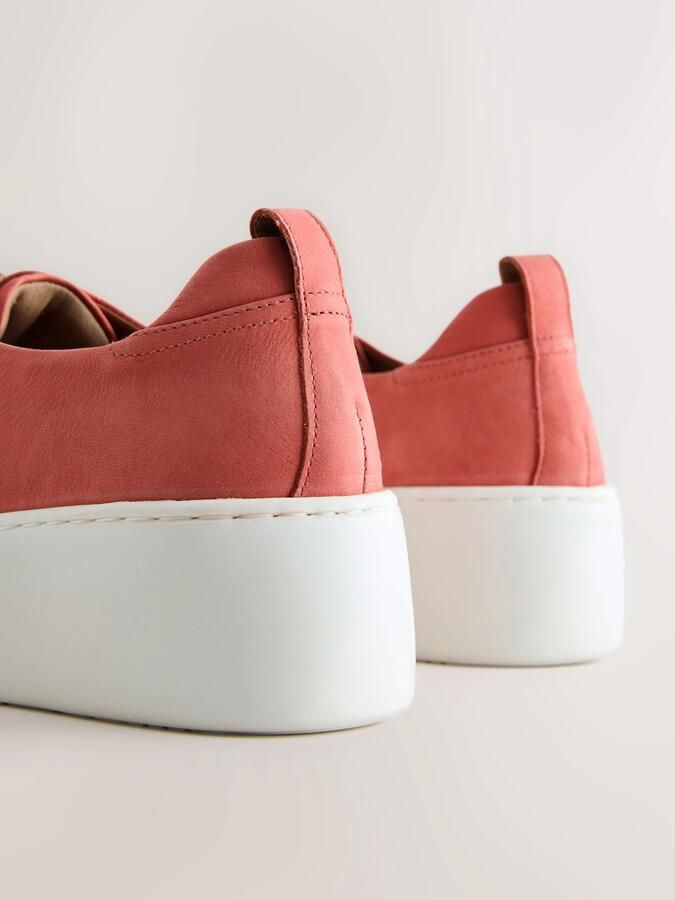 Next Dames Signature leren sneakers met dikke sleehak en plateauzool Roze - Foto 2