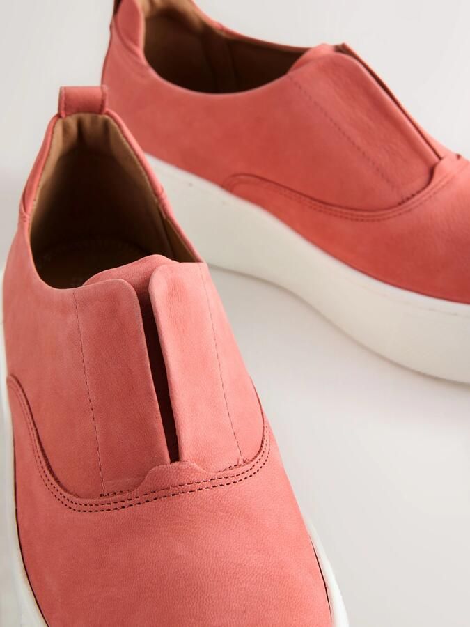 Next Dames Signature leren sneakers met dikke sleehak en plateauzool Roze - Foto 3