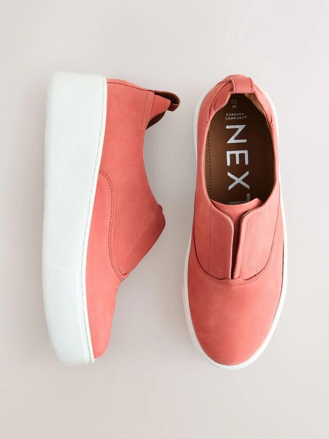 Next Dames Signature leren sneakers met dikke sleehak en plateauzool Roze - Foto 5
