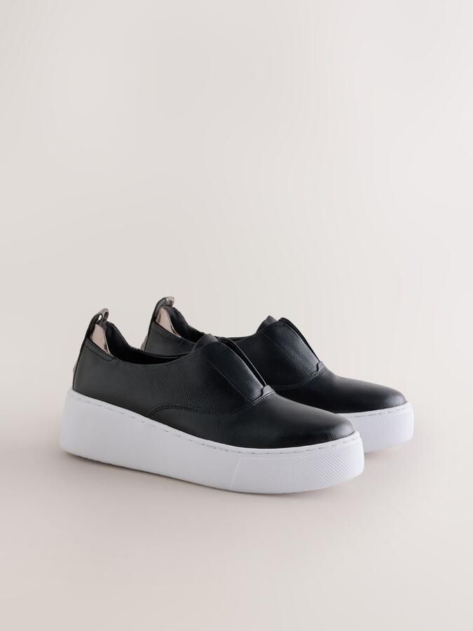 Next Dames Forever Comfort leren sneakers met sleehak Zwart - Foto 2