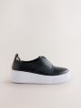 Next Dames Forever Comfort leren sneakers met sleehak Zwart - Zwart