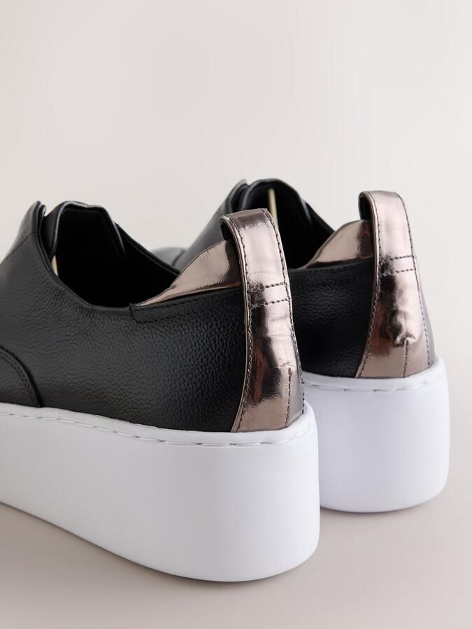 Next Dames Forever Comfort leren sneakers met sleehak Zwart - Foto 3