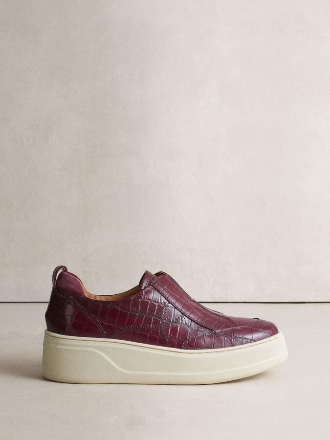Next Dames Signature leren sneakers met dikke sleehak en plateauzool Rood - Foto 2