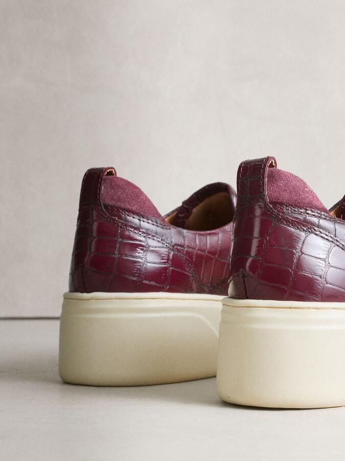 Next Dames Signature leren sneakers met dikke sleehak en plateauzool Rood - Foto 5