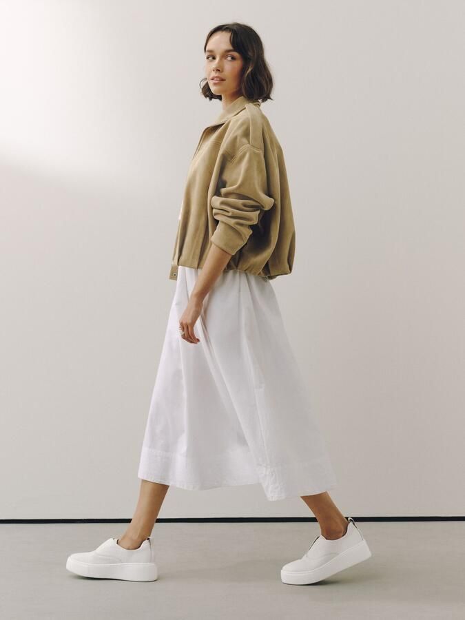 Next Dames Signature leren sneakers met dikke sleehak en plateauzool Wit - Foto 6