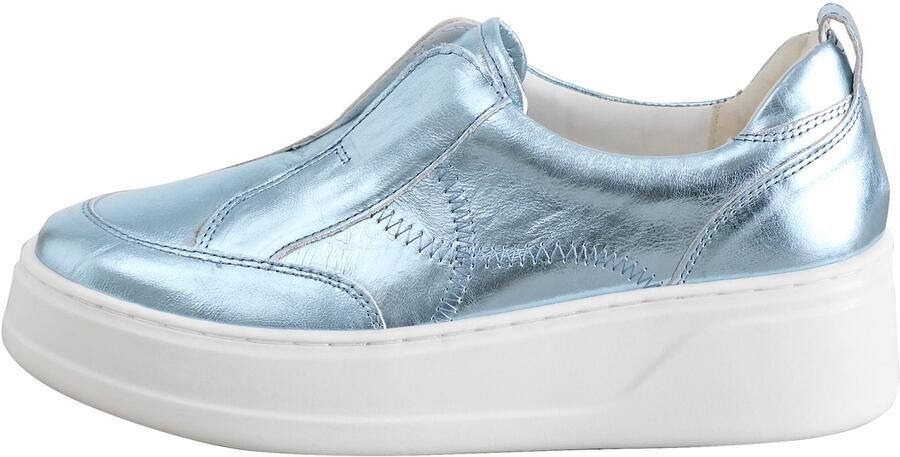 Next Dames Signature leren sneakers met dikke sleehak en plateauzool Blauw - Foto 4