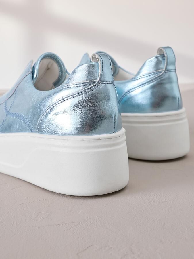 Next Dames Signature leren sneakers met dikke sleehak en plateauzool Blauw - Foto 2