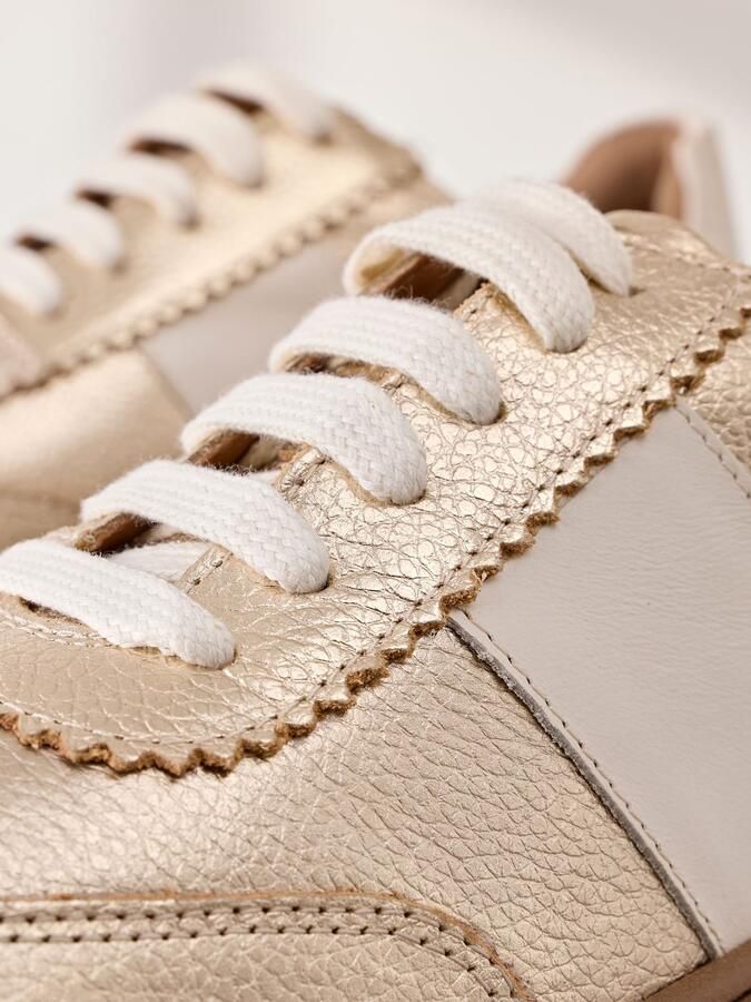 Next Dames Signature vetersneakers van Premium leer met dikke sleehak Goud - Foto 4