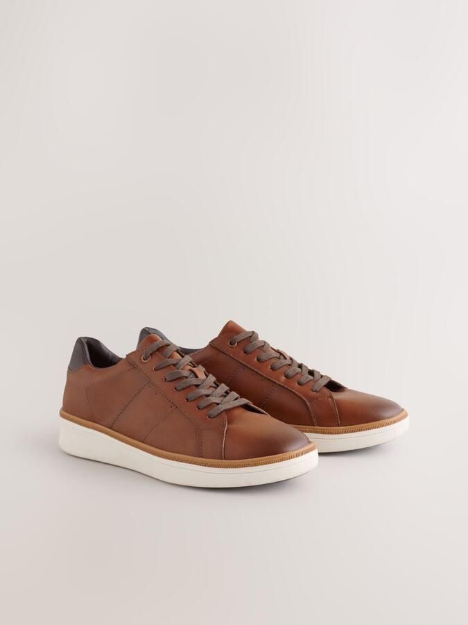 Next Heren Wigvormige lange smart-casual sneakers Bruin - Foto 5