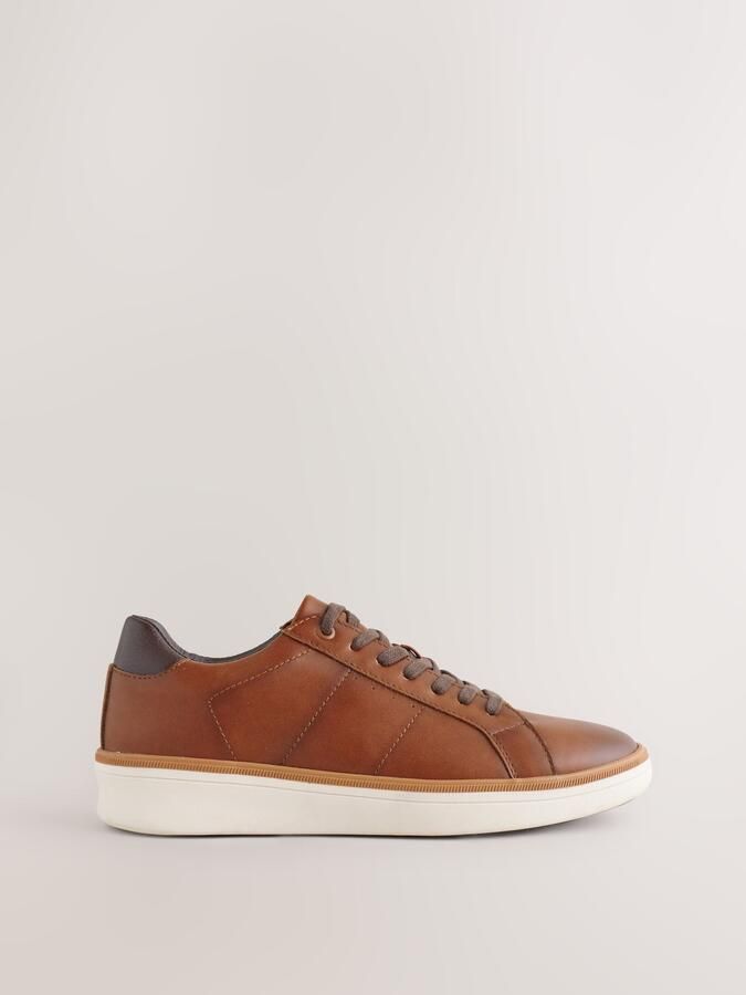 Next Heren Wigvormige lange smart-casual sneakers Bruin - Foto 2