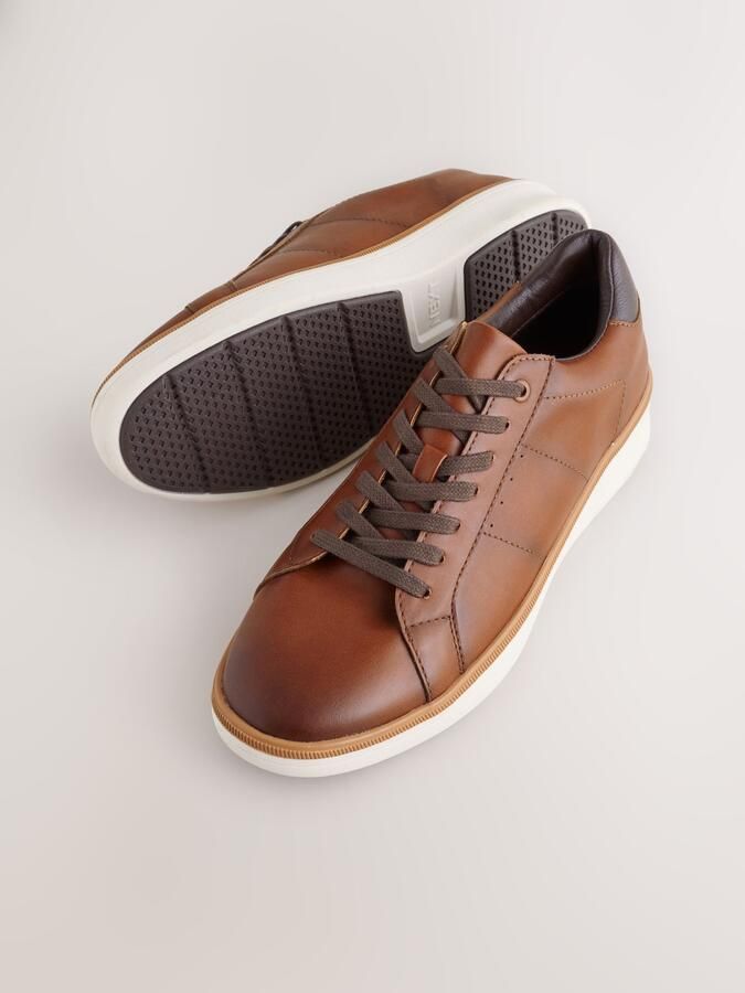 Next Heren Wigvormige lange smart-casual sneakers Bruin - Foto 6