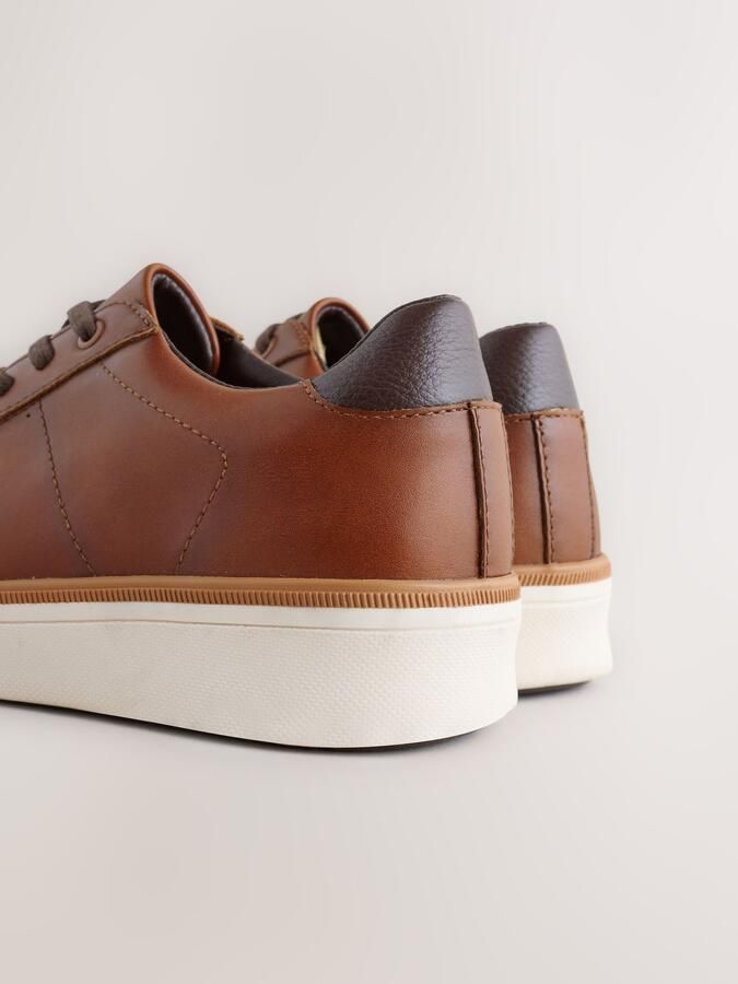 Next Heren Wigvormige lange smart-casual sneakers Bruin - Foto 3