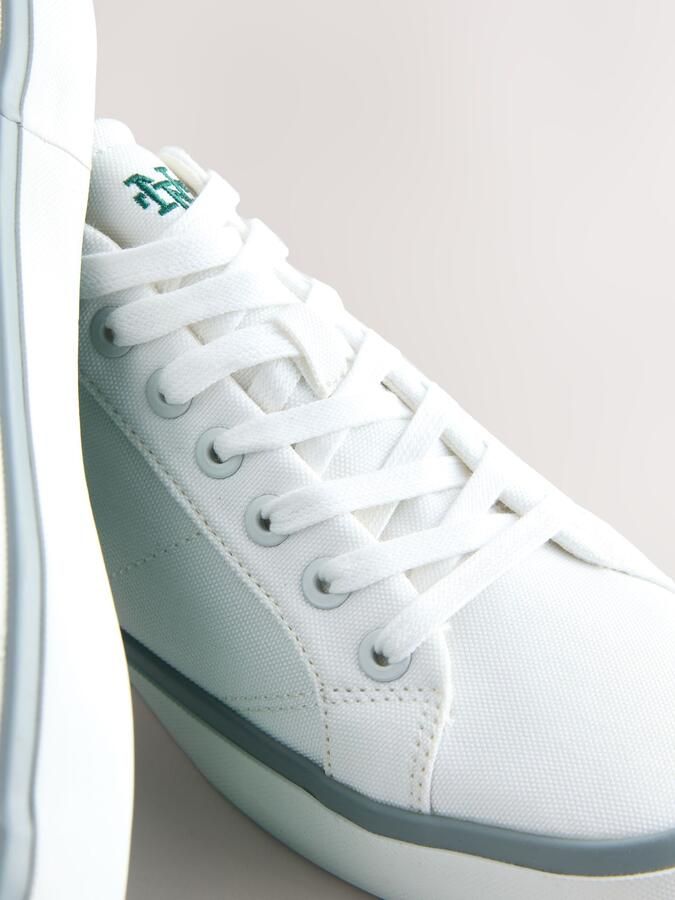 Next Heren Smart-casual canvas sneakers met strepen Wit - Foto 2