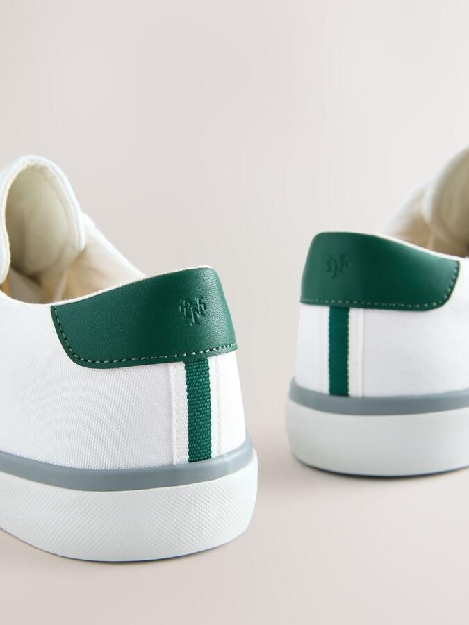 Next Heren Smart-casual canvas sneakers met strepen Wit - Foto 5