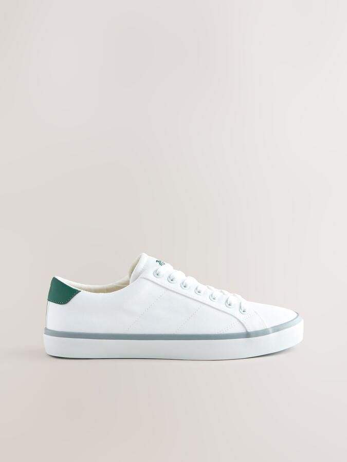 Next Heren Smart-casual canvas sneakers met strepen Wit - Foto 3