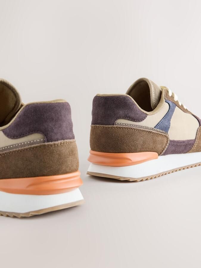 Next Heren Kleurrijke sneakers met suède rand Bruin - Foto 3