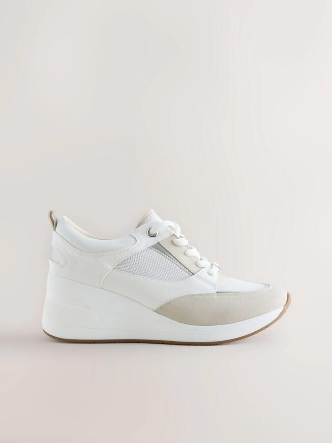 Next Dames Forever Comfort glam sneakers met sleehak Wit - Foto 5