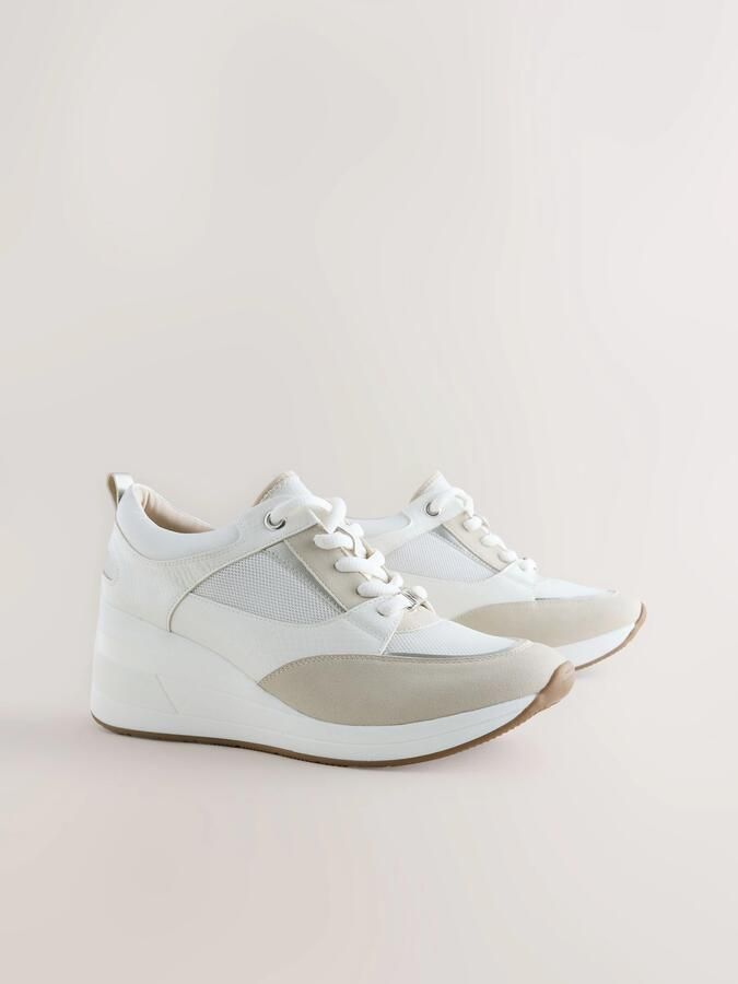 Next Dames Forever Comfort glam sneakers met sleehak Wit - Foto 2