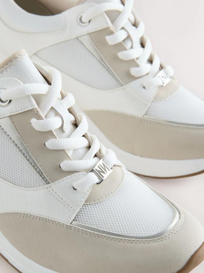 Next Dames Forever Comfort glam sneakers met sleehak Wit - Foto 4