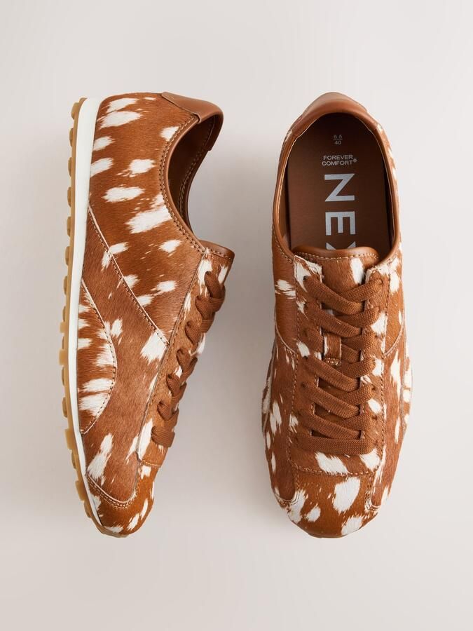 Next Dames Forever Comfort smalle leren sneakers Dierenprint - Foto 2