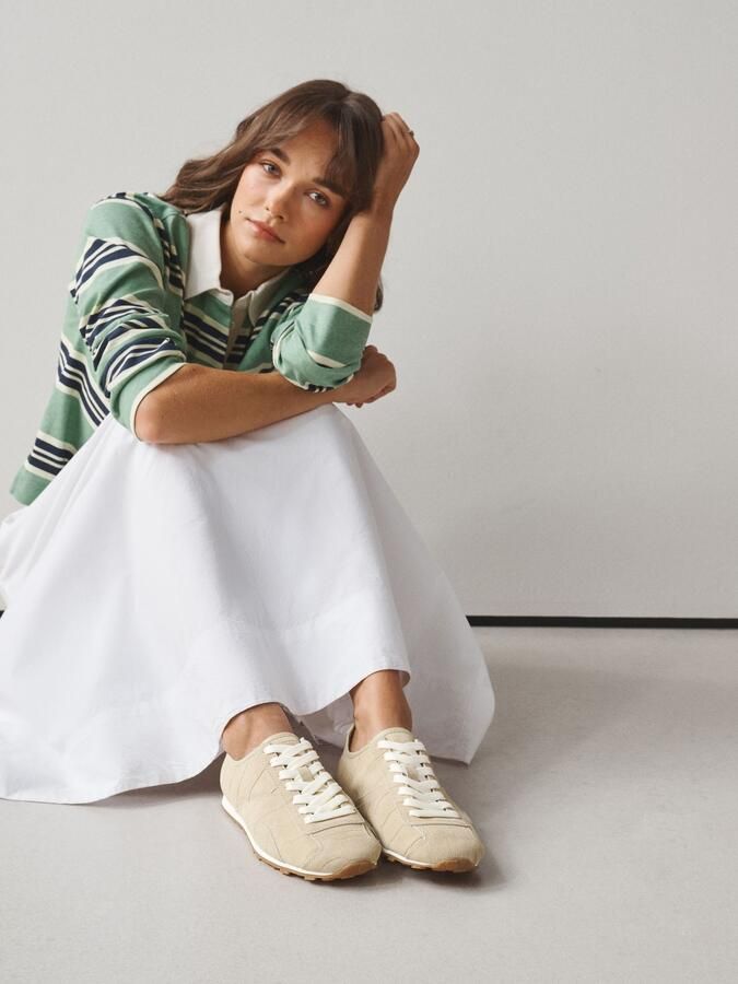 Next Dames Forever Comfort smalle leren sneakers Naturel - Foto 2