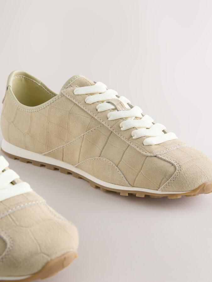 Next Dames Forever Comfort smalle leren sneakers Naturel - Foto 4