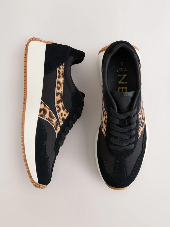 Next Dames Forever Comfort hardloopsneakers met veters en inzetstuk Zwart - Foto 4