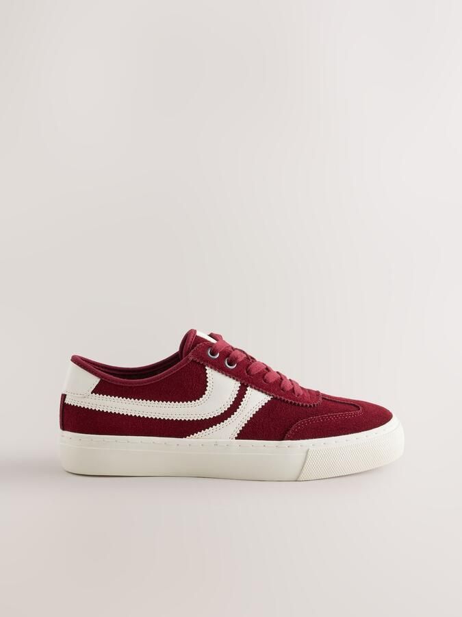 Next Dames Forever Comfort suède skatersneakers met veters en strepen aan de zijkant Rood - Foto 4