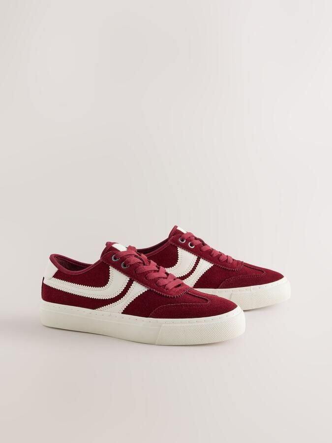 Next Dames Forever Comfort suède skatersneakers met veters en strepen aan de zijkant Rood - Foto 5
