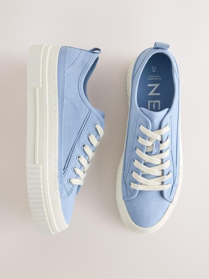Next Dames Forever Comfort vetersneakers met dikke zool Blauw - Foto 4