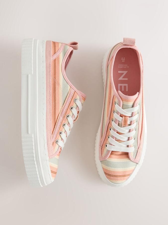 Next Sneakers laag 'Forever Comfort' lichtgroen koraal lichtoranje wit - Foto 6