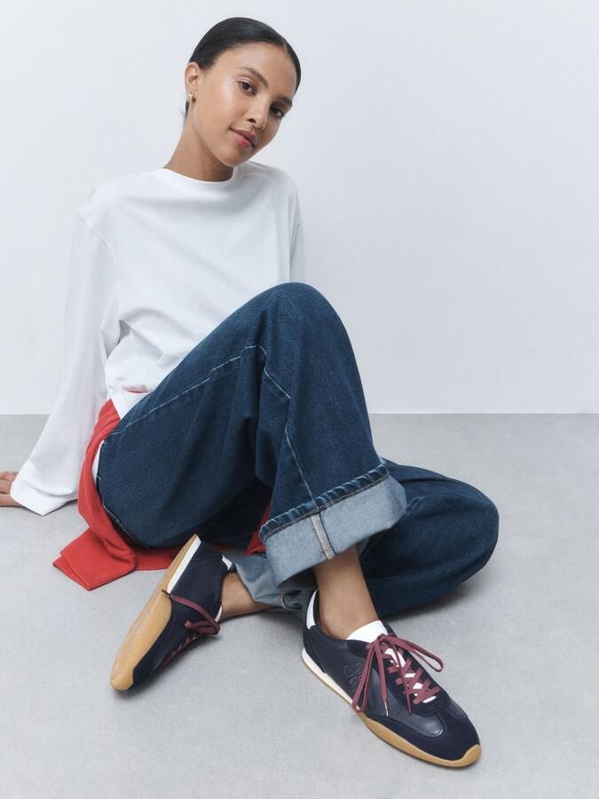 Next Dames Forever Comfort smalle sneakers met veters en logo Blauw - Foto 4