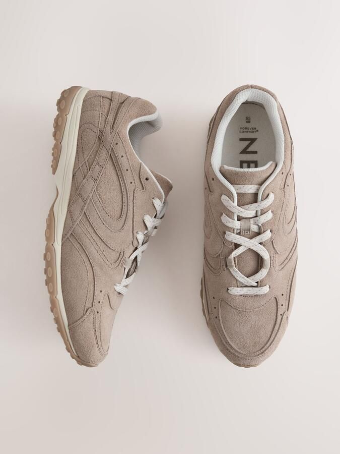 Next Dames Forever Comfort suède sneakers met golfpatroon op de zolen Bruin - Foto 6