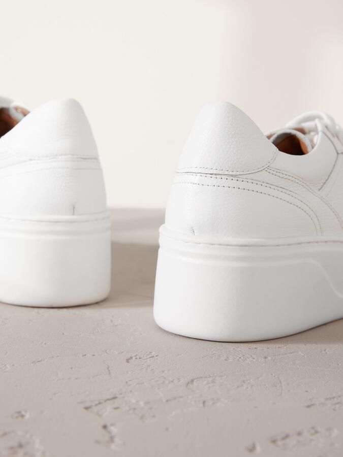 Next Dames Signature vetersneakers van Premium leer met dikke sleehak Wit - Foto 3