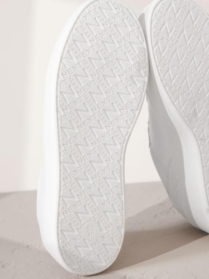 Next Dames Signature vetersneakers van Premium leer met dikke sleehak Wit - Foto 4