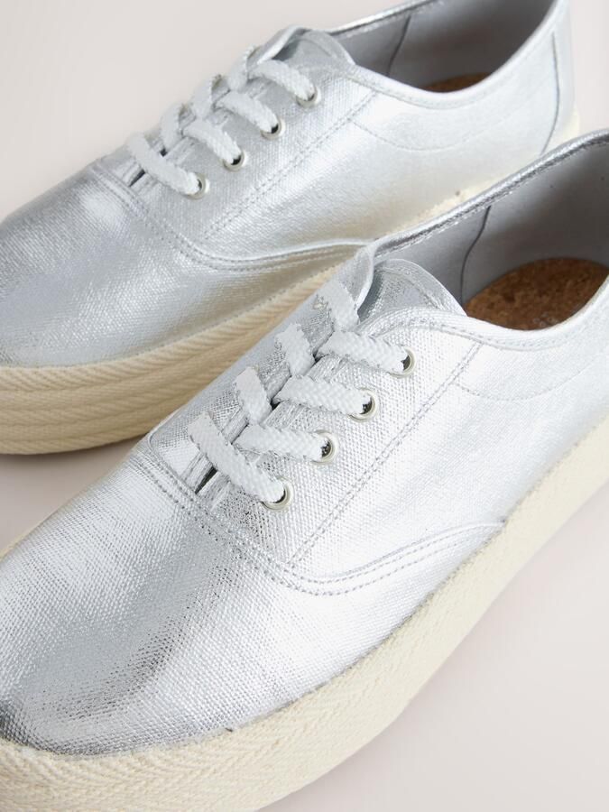 Next Dames Forever Comfort espadrillesneakers met veters Zilver - Foto 4
